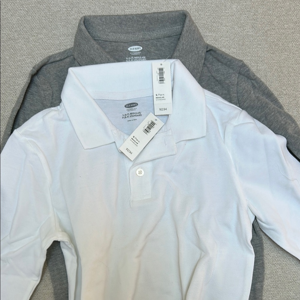 Old Navy Gray and White Polo Shirts
